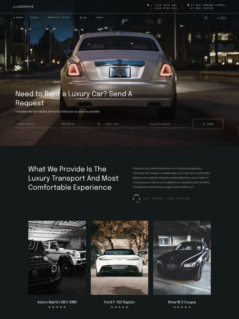 汽车销售服务高端网站模板 Luxedrive